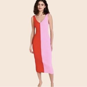 Torn by Ronny Kobo Red and Pink Midi Dress